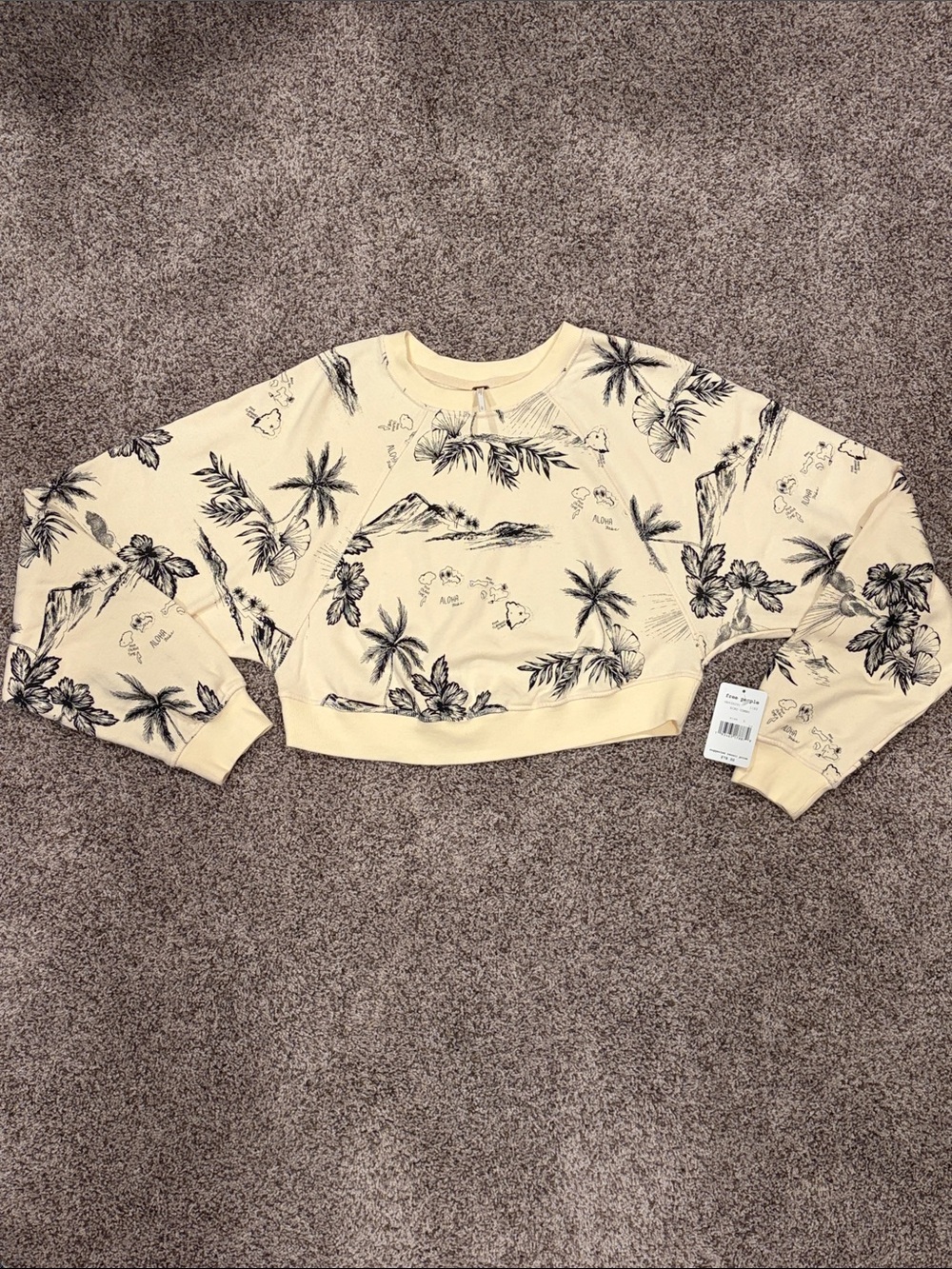 Free People Aloha Hawaii Crop Sweatshirt Size L